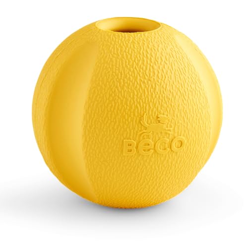 Beco Hundespielzeug - Naturkautschukball zum Apportieren, Spielzeug für Hunde, leicht zu Finden, leuchtende Farben - Gelb