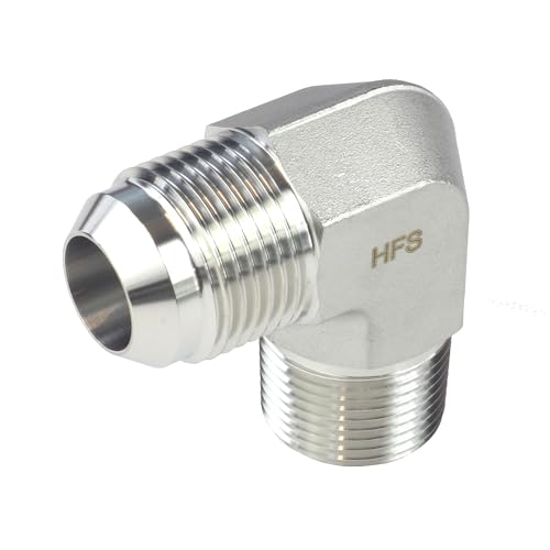 Image of HFS(R) 1 inch Male NPT to 1 inch Male JIC Elbow 90 Flare Pipe Fitting 304 Stainless Steel (1 inch MNPT x 1 inch MJIC)
