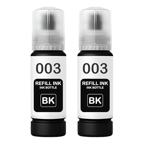 Image of 003 Ink Compatible for Epson L3250, L3260, L5290, L3210, L3256, L3150, L3215, L3216, L5190, L3200, L3251, L3252, L3110, L3151, L3152, L3156, L3211, L3212 Printer (003 Black Ink 2 Pcs)