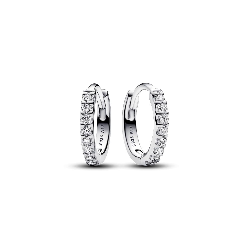 PANDORA Timeless pendientes huggie brillantes en plata de primera ley con circonita cúbica, 293015C01