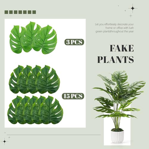 Image of Der Rose 2 Pack 28 inch Fake Plants in Black Gold Pots for Living Room Decor