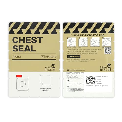 Image of RHINO RESCUE Vented Chest Seal, IFAK Refill First Aid Supplies (2 Count) (Pack of 2)