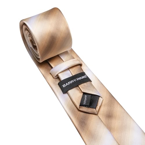 Image of Barry.Wang Plaid Ties for Men Silk Necktie Handkerchief Cuff Links Set