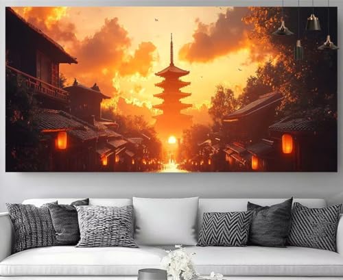 Kit Complet Broderie Diamant Paysage Japon XXL 80x160cm : Activité Manuelle Adulte