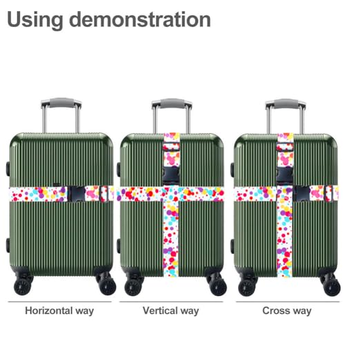Image of Luggage Straps for Suitcases TSA Approved Easy Pack Organized Suitcase Strap, Luggage Strap, Luggage Belt Strap, Bag Straps for Luggage. Buckle Straps Travel Accessories (Colorful Dot)