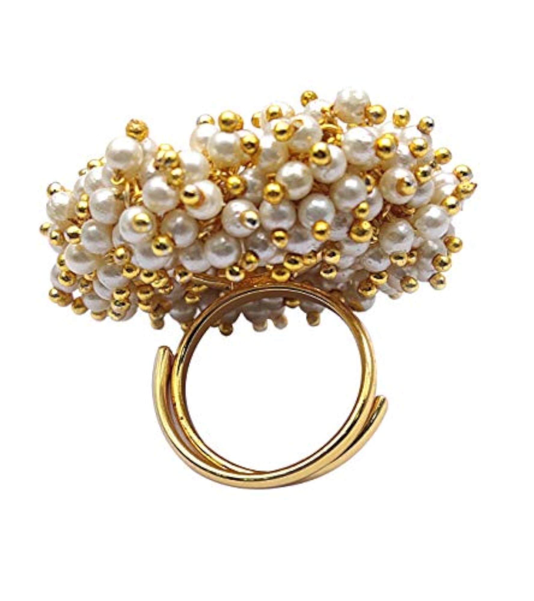 Traditional Gold Plated Pearl Studded Ring for Women
