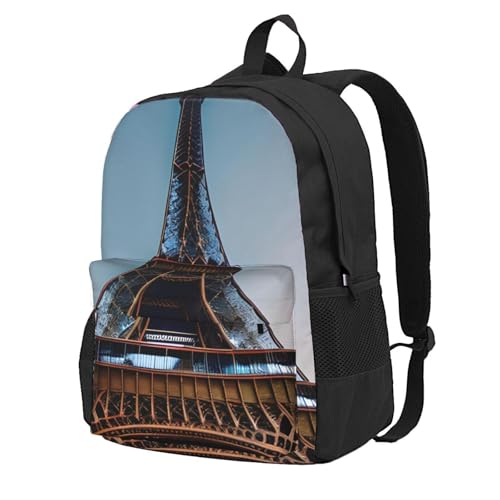 Sac à dos léger grande capacité imprimé Tour Eiffel de Paris multi-poches ultra résistant