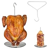 Upgraded Turkey Deep Fryer Stand Accessories Kit and Vertical Skewer, Thanksgiving Turkey Fryer Replacement Parts Poultry Hanger Chicken Rack for Deep Frying Pot, Stainless Steel (with Lifter Hook)