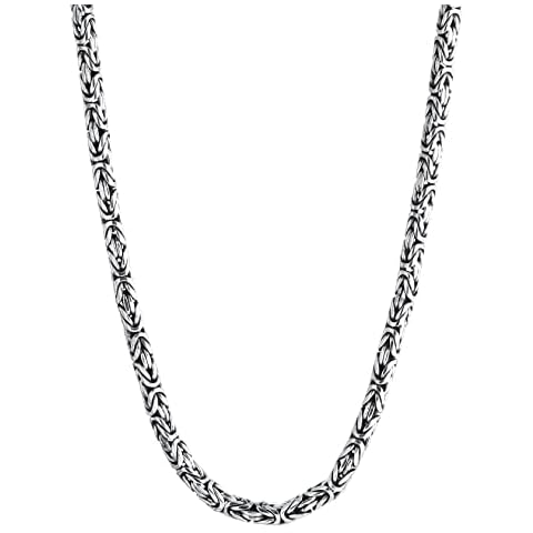 kuzzoi Necklace Men 925 Sterling Silver, Original Byzantine Cuban Chain, width 0.2 inches, length 23.62 inches, with Jewelry box - 345053_60 Cover