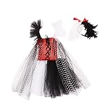 Girls Cruella Devil Costume Dalmation Princess Tutu Dress Halloween Cosplay Outfits