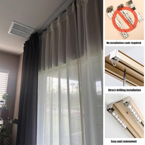 Double rail de rideau en aluminium plafond suspendu blanc robuste - 7