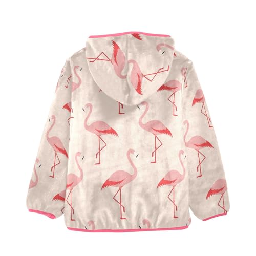 OTVEE Cute Pink Flamingos Birds Kids Hoodie Jacket Fall Spring Full Zip Warm Outwear Coat2