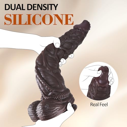 Image of ferch 13.6 Inch Realistic Girth Huge Thick Dildo, Real Skin Dual Density Silicone Monster Dildo with Strong Suction Cup for Hands-Free Play, G-spot Dildo Anal Sex Toys for Men Women