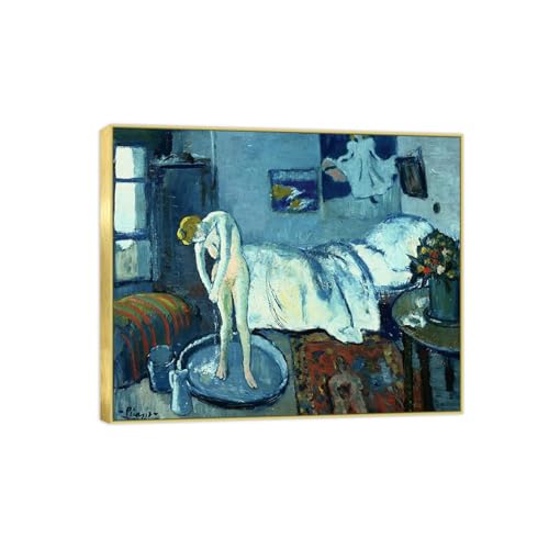 Tableau Chambre 30x35cm avec Cadre Doré et Impression sur Toile Moderne