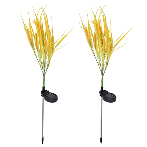 Gsycle Lot de 2 lampes solaires à piquer pour jardin, motif épi de blé étanche, 42 LED blanc chaud, pour décorer votre jardin d'automne, pelouse et...