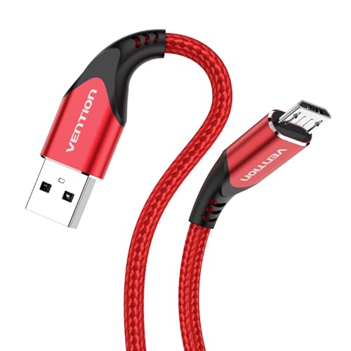 Vention Câble micro USB de 2 m – Câble de charge pour tablette Kindle Fire en nylon tressé pour tablette Samsung Galaxy S6 S7 S5 J7 J5 J3 – Câble de charge pour...