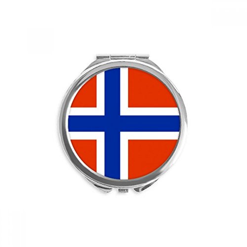 Miroir rond de poche motif drapeau de la Norvège portable et ergonomique