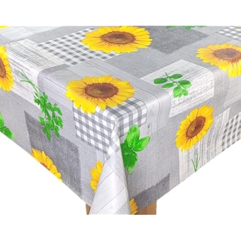 Karina Home Grey and Yellow Wipe Clean Tablecloth Cover