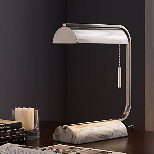 LAMPRESSION Bankers Desk Lamp, Modern Table Lamp with Pull Chain Switch, 15.5" High