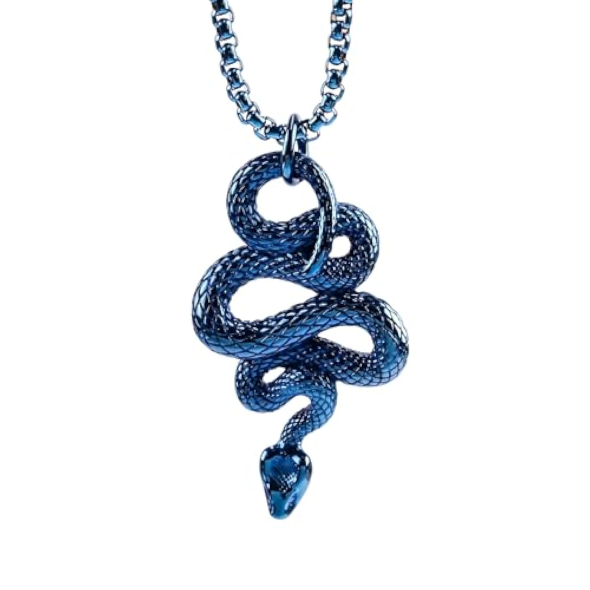 Men's Blue Guardian Snake Pure Titanium Steel Pendant Necklace