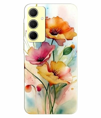 Image of Printed Hard Back Case Cover & Compatible for Samsung Galaxy A55 5G | Samsung A55 5G | Flower Painting Art (Multicolor) - D1187