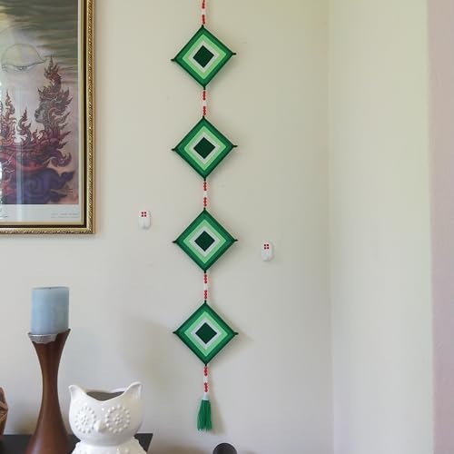 Attrape-rêves carré vert à perles : finitions soignées pour mur chic - 3
