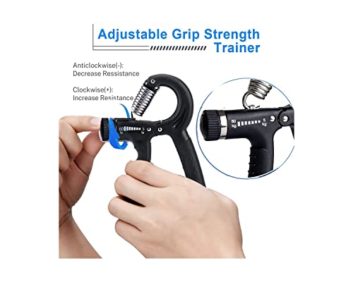 Ufanme Hand Grip Strengthener, Grip Strength Trainer, 22-132 Lbs Adjustable Resistance Forearm Exerciser Workout For Rehabilitation Athletes Climbers Musicians,Thermoplastic Elastomers #TOP4