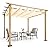 HAPPATIO 10' X 10' Retractable Pergola Canopy for Backyard, Garden, Patio; Woodgrain-Look Aluminum Pergola with Retractable Canopy, Includes Anchors and Expansion Screws (Beige)