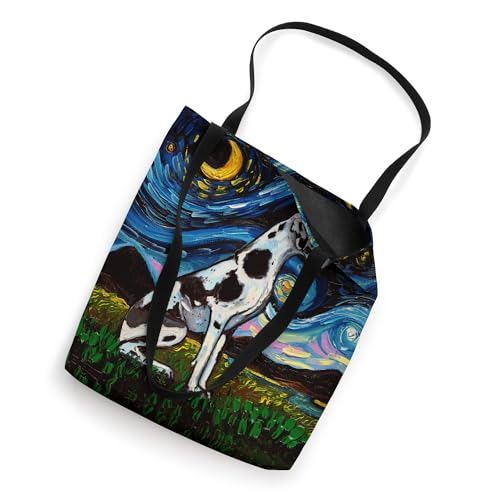 Harlequin Great Dane Starry Night Art Bolsa Tote para perros miniatura 2