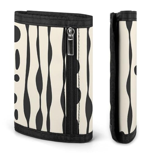 Black White Lines Dots Men's Casual Wallet Trifold Minimalist Wallet ID Card Holder Wallet with Coin Pocket3