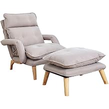 KITCISSL Accent Chairs for Living Room, Recliner Chair Arm Chair Adjustable Armchair Lazy Sofa Ergonomic Office Chair Dormitory Bedroom Elderly Sofa Nursing Chair with Foot Rest Color Gray A