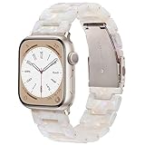 V-MORO Resin Bands Compatible with Apple Watch Series 8/7/9/10/11 Starlight Buckle Fashion Lightweight Cute Watch Strap for iwatch Series SE/6/5/4/3/2/1(Aurora White,42mm/41mm/40mm/38mm)