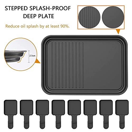 Raclette Grill 8 Personen Grillplatte Antihaftbeschichtet, Raclette mit 8 Mini Raclette Pfännchen & 4 Holzspatel… – Bild 3