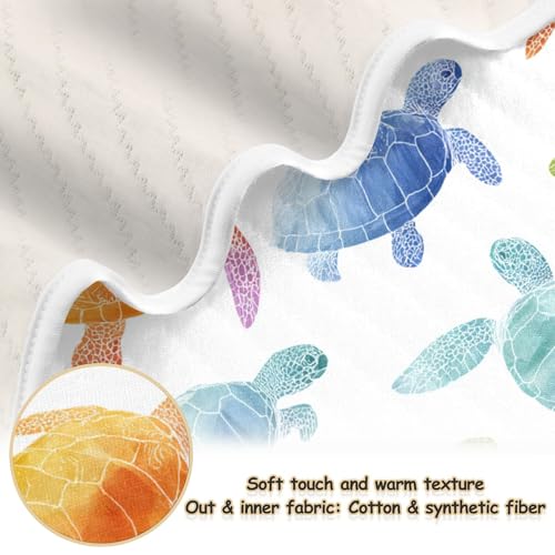 Image of Colorful Sea Turtles Baby Blankets Soft Warm Crib Stroller Blanket for Toddler Newborn Girls Boys 30x40in