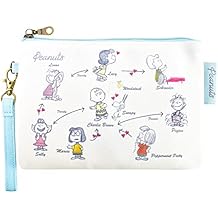Snoopy 0299 Flat Makeup Pouch, Cosmetic Travel Pouch, Square, Charlie Brown, Zipper, Simple, Ivory SPZ-2845