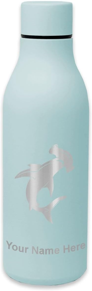 Double Wall Stainless Steel Water Bottle, Hammerhead Shark, Personalized Engraving Included