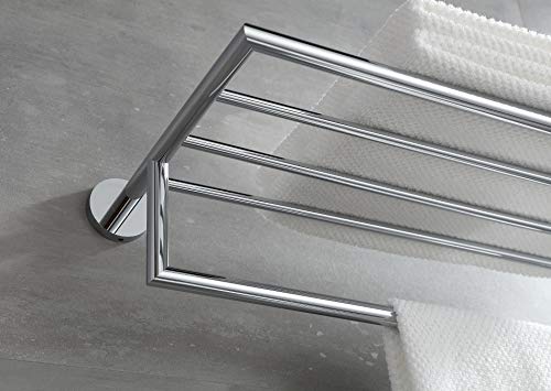 Buvelot Towel Rack For Bathroom, Brass Towel Shelf, Wall Mounted And Modern Hotel Style With Towel Bar (Double Towel Rack With Bar, Chrome,077100-Cr Leo Series) #TOP5