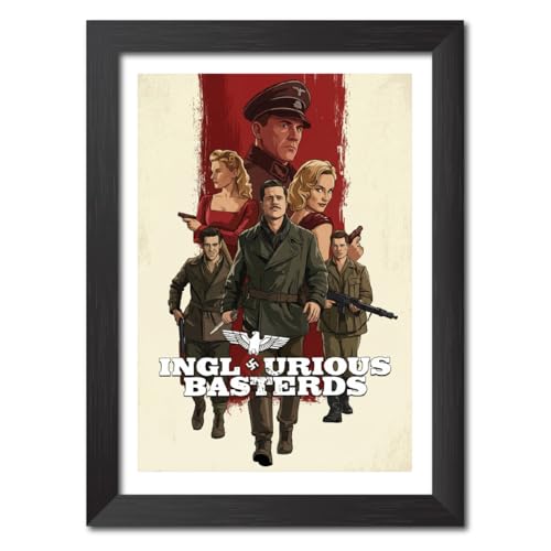 Image of TenorArts Inglourious Basterds Poster Hollywood Movie Posters Vector Art Photo Frame Painting With Dark Wooden Texture (12inches x 9inches)