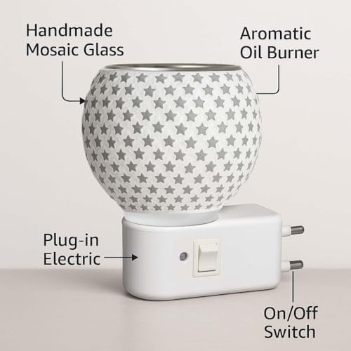 Image of Glass Kapoor Dani Electrical Camphor for Home /Kapurdani Light Lamp /Multi Functional Essential Oil Diffuser /Camphor Burner Diffuser for Puja Essentials Machine with On /Off Switch for Heating