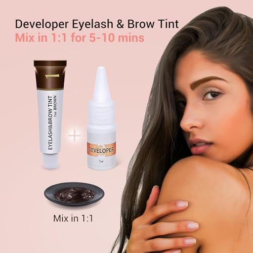 Eyebrow & Eyelash Color Kit, Professional Lash & Brow Color Kit, Eyebrow Coloring Set with Natural Bushy Effects, Easy to Use, 7ml, Brown — view 4