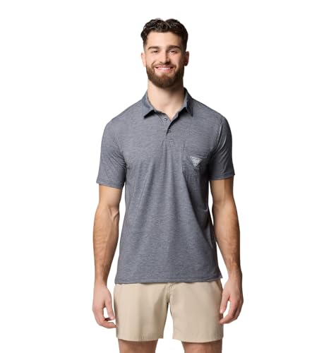 Columbia Men's PFG Uncharted Polo, Shark Heather, Medium