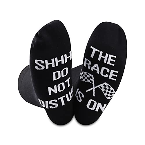 GJTIM 2PAIRS Racing Game Gift Race Car Gift SHH Do Not Disturb The Race Is On Racing Fans Gift Socks (Race is on)