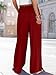 KISSMODA Womens Wide Leg Yoga Pants Casual Comfy Loose Adjustable Flowy Pants Pockets Pajama Trouser Wine Red XL
