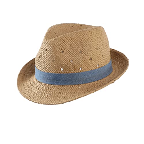 LLmoway Kids Fedora Hats Baby Infant Straw Hat Handmade Breathable Lightweight Beach Cap Brown 1-2T