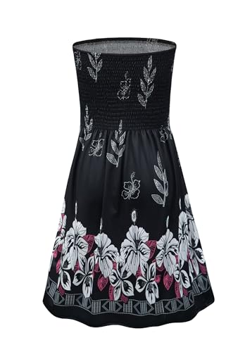 Image of Zyyfly Summer Strapless Dress for Women Tube Top Sundress Casual Beach Cover Ups