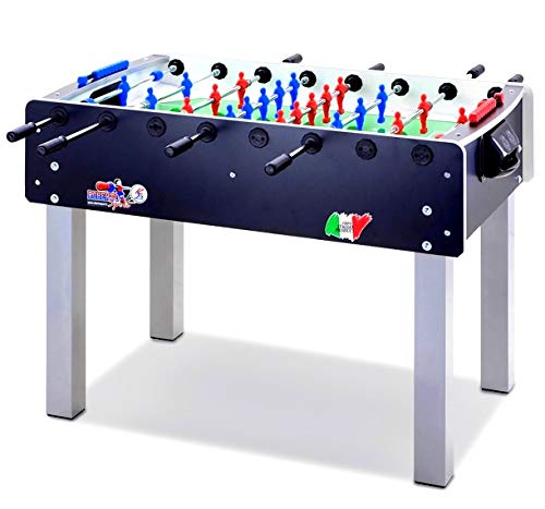 Calciobalilla ROBERTO SPORT PROFESSIONAL SOCCER NERO Aste Rientranti da Interno con Palline...