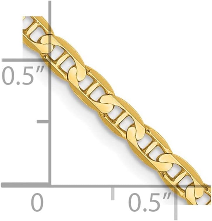 14K Yellow Gold Concave Anchor 3mm Chain Necklace 18 Inches