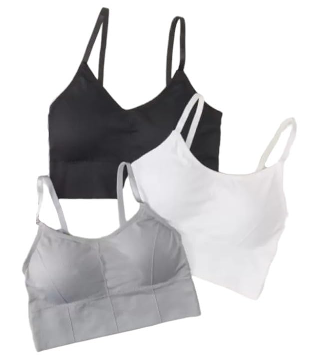 texello Women's Cotton Wire-Free Full Coverage Lightly Padded Sports Bra - Comfortable & Supportive Everyday Wear - Pack of 3 (Size- XS, Black, White, Grey)-picture-17