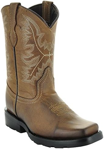 Soto Boots Broad Square Toe Kids Western Boots K3004 (2, Brown)