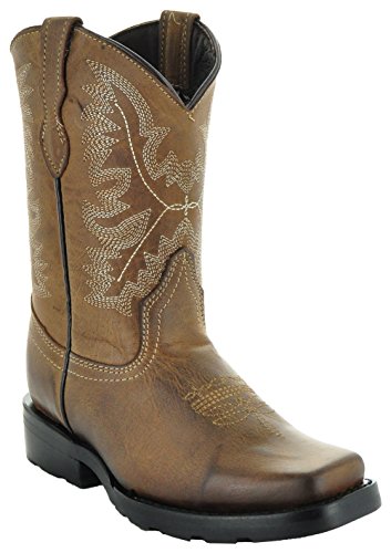 Soto Boots Broad Square Toe Kids Western Boots K3004 (2, Brown) #TOP7